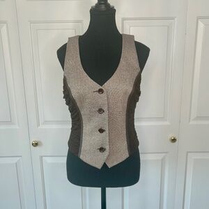 Bebe Brown and Tan Vest with Four Buttons Size M